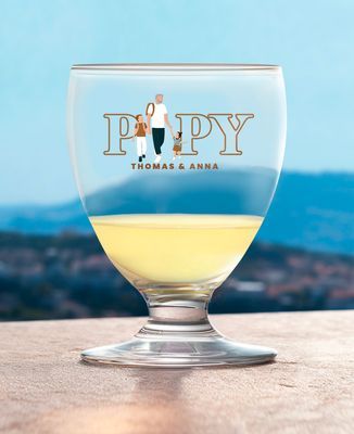 Verre à pastis Papy illustré et prénoms des petits-enfants - Apéro, Cadeaux Papy