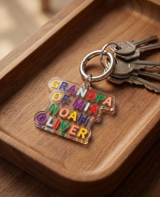Key ring Multicolored First Names for Grandpa - Papy's gift, Grandma's gifts