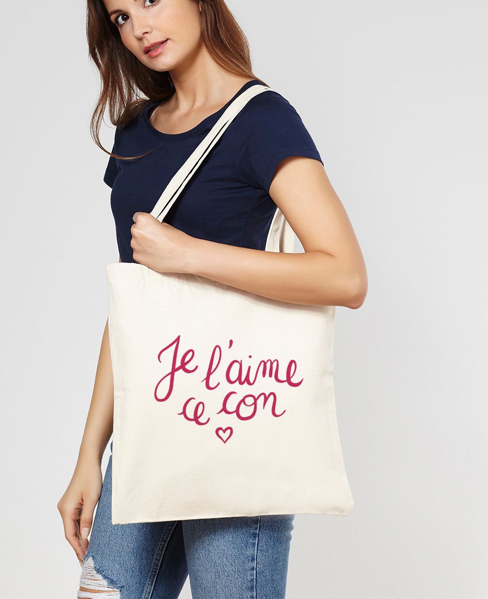 Tote bag Je l'aime ce con