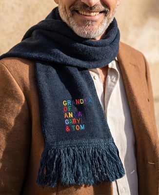 Scarf Multicolored "Papy" Embroidered Name Tag - Papy's gift, Grandma's gifts