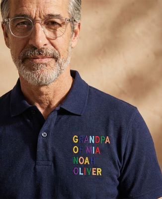 Men's polo shirt Multicolored "Papy" Embroidered Name Tag - Papy's gift, Grandma's gifts