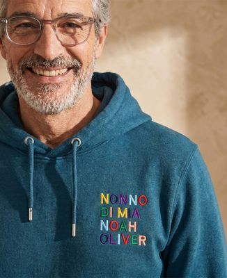 Hoodie per lui Nonno con nomi multicolori ricamati - Regali per il nonno, Regali per la nonna