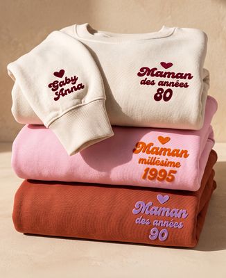 Sweatshirt femme Maman des années personnalisées (effet velours) - Cadeaux Papa