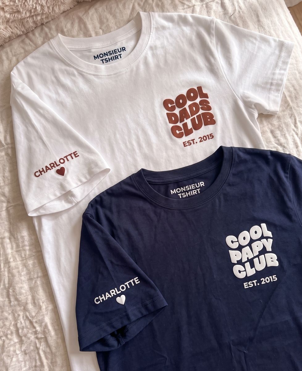 Coffret Duo Cool Dads club/Cool Papy club avec date personnalisé (Effet velours) - Cadeaux Papa, Cadeaux Papy