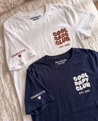 Duo Cool Dads club/Cool Papy club avec date personnalisé (Effet velours)