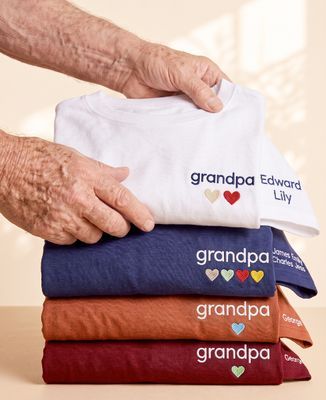 Men's T-Shirt "Grandpa" with a heart embroidered by a child and first names on the sleeve - Papy's gift