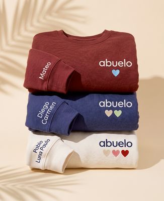 Sudadera de hombre Jersey de abuelito con corazones bordados por los niños y los nombres en la manga - El regalo del abuelo