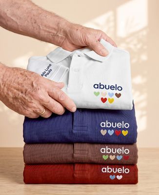 Polo de hombre Jersey de abuelito con corazones bordados por los niños y los nombres en la manga - El regalo del abuelo