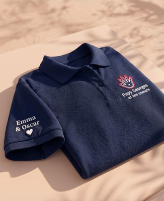 Polo homme Papy Empreintes et prénoms des petits enfants brodé - Cadeaux Papy