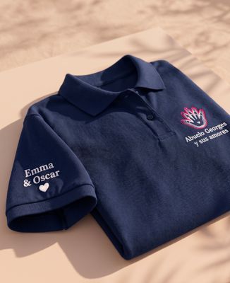 Polo de hombre Abuelo: Huellas y nombres de los nietos bordados - El regalo del abuelo