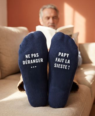 Chaussettes homme Ne pas déranger - Papy fait la sieste - Cadeaux Papy