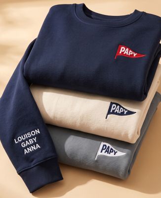 Sweatshirt homme Papy drapeau avec prénoms sur la manche - Cadeaux Papy
