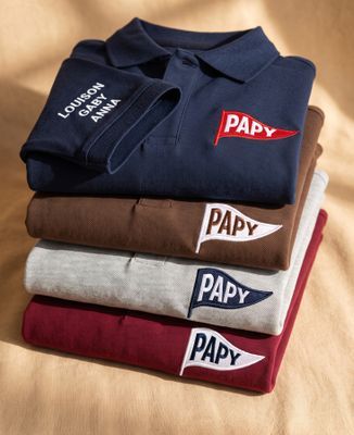 Polo homme Papy drapeau avec prénoms sur la manche - Cadeaux Papy