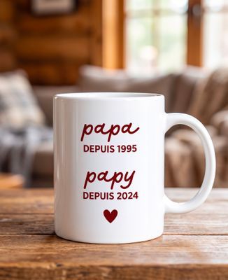 Mug Papa et papy depuis année - Cadeaux Papy