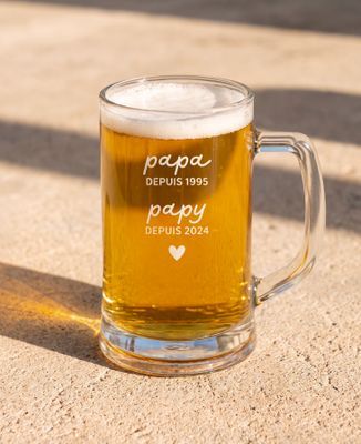 Chope de bière Papa et papy depuis année gravé - Apéro, Cadeaux Papy