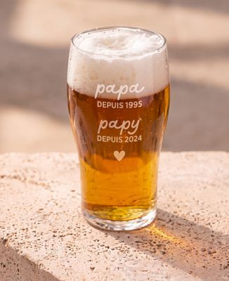 Verre à bière Papa et papy depuis année gravé - Apéro, Cadeaux Papy, Mariage