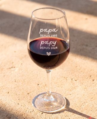 Verre à vin Papa et papy depuis année gravé - Apéro, Cadeaux Papy, Mariage