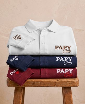 Polo homme Papy club et prénoms personnalisés brodé - Cadeaux Papy