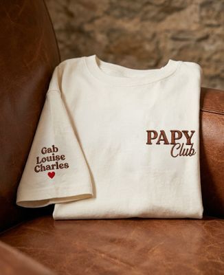 T-shirt homme Papy club et prénoms personnalisés brodé - Cadeaux Papy