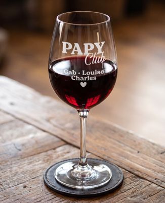 Verre à vin Papy club et prénoms personnalisés - Apéro, Cadeaux Papy, Mariage