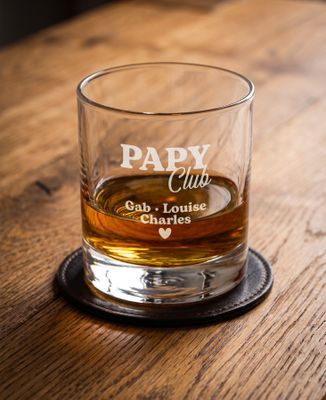 Verre à whisky Papy club et prénoms personnalisés gravé - Apéro, Cadeaux Papy, Mariage