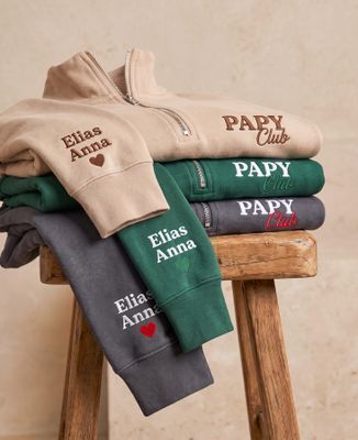 Sweat col camionneur homme Papy club et prénoms personnalisés - Cadeaux Papy