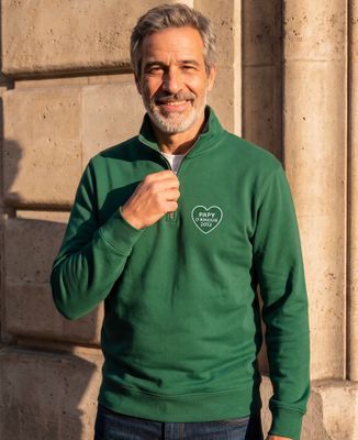 Sweat col camionneur homme Papy d'amour et coeur brodé personnalisé - Cadeaux Papy, Cadeaux Couple