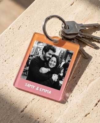 Key ring Polaroid and colored background - Couple gifts, Add my photos