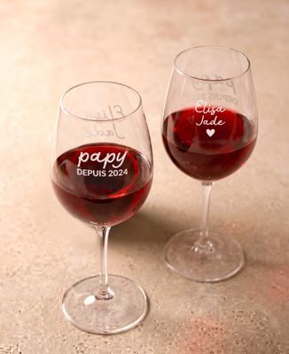Verre à vin Papy depuis date et prénoms au verso - Apéro, Cadeaux Papy, Mariage