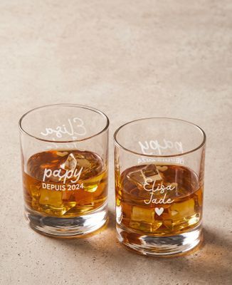 Verre à whisky Papy depuis date et prénoms au verso - Apéro, Cadeaux Papy, Mariage