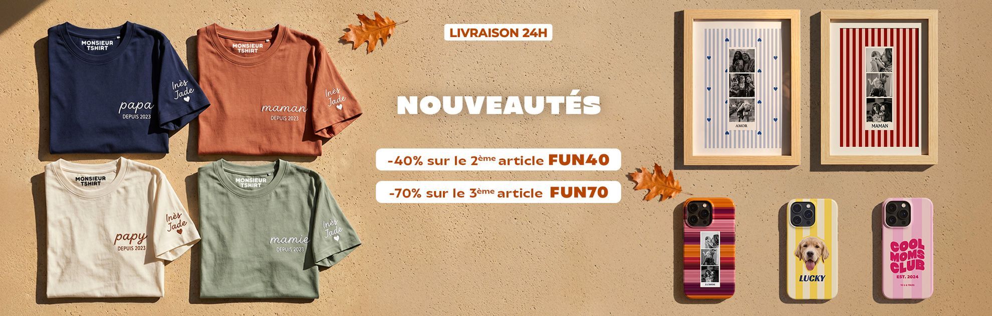 T-shirts et cadeaux personnalisés pour Papa, Maman, Mamie et Papy – livraison rapide 24h