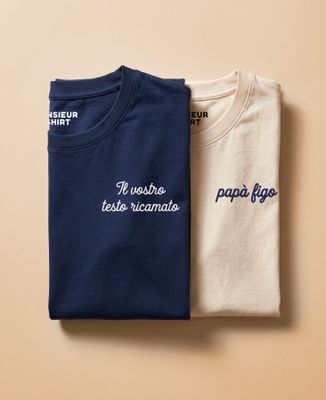 T-shirt per lui Testo ricamato personalizzato - Sport, Aperitivo, Regali per coppie, Matrimonio