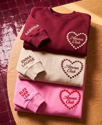 Sweatshirt femme Amour club et prénoms sur la manche - Cadeaux Maman, Future Maman