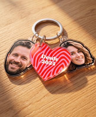 Llavero Un corazón y dos caras personalizadas - Regalos para parejas, Boda, Regalos para parejas, Regalos para parejas