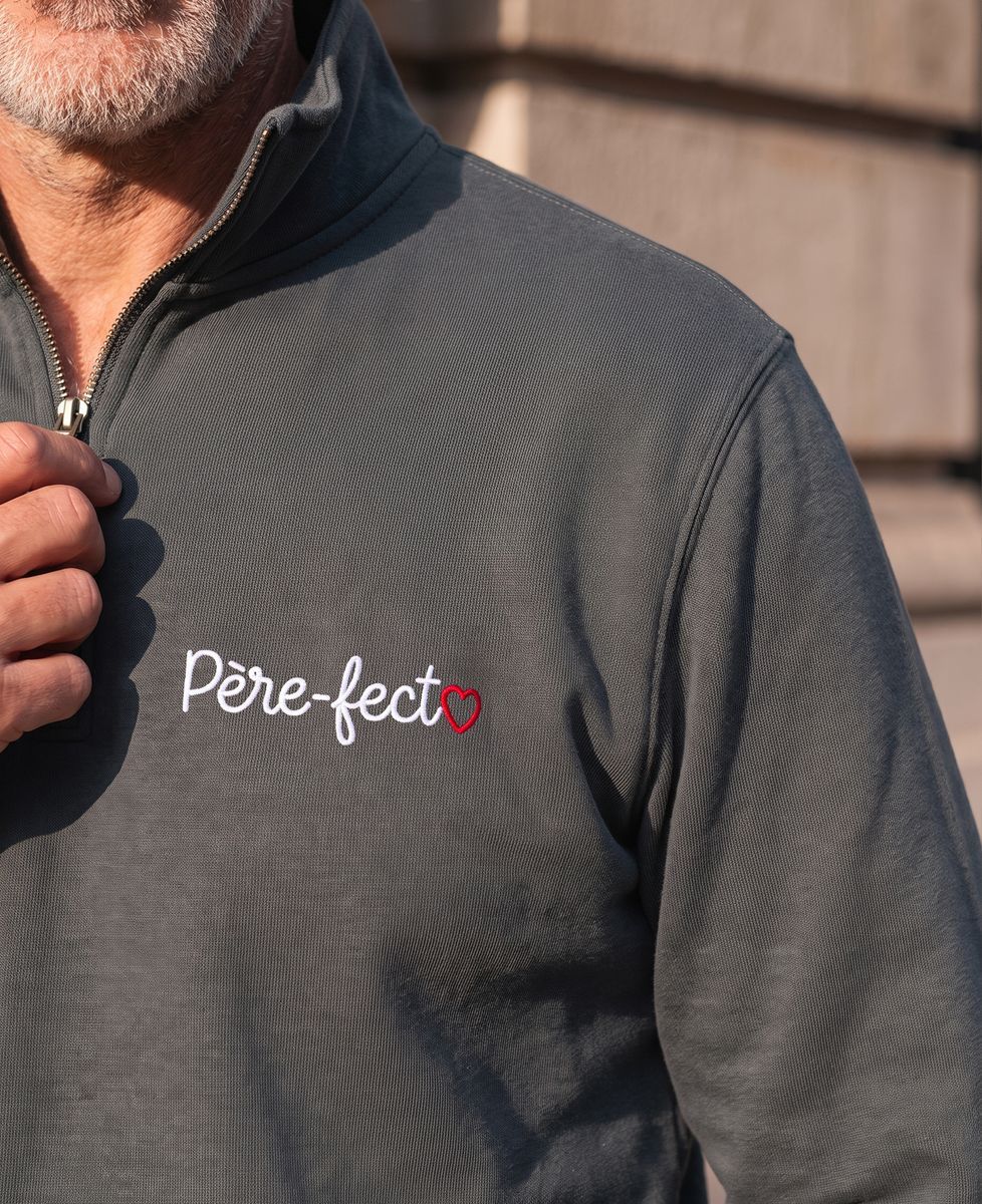 Sweat col camionneur homme Père-fect (brodé) - Cadeaux Papa