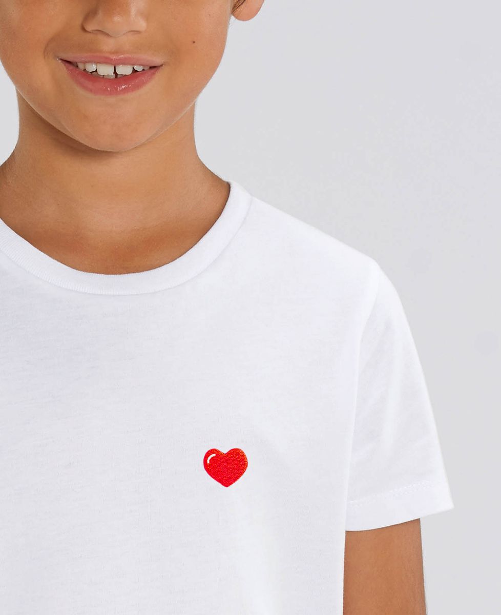 T-shirt voor kinderen Hart (geborduurd) - Geschenken voor koppels