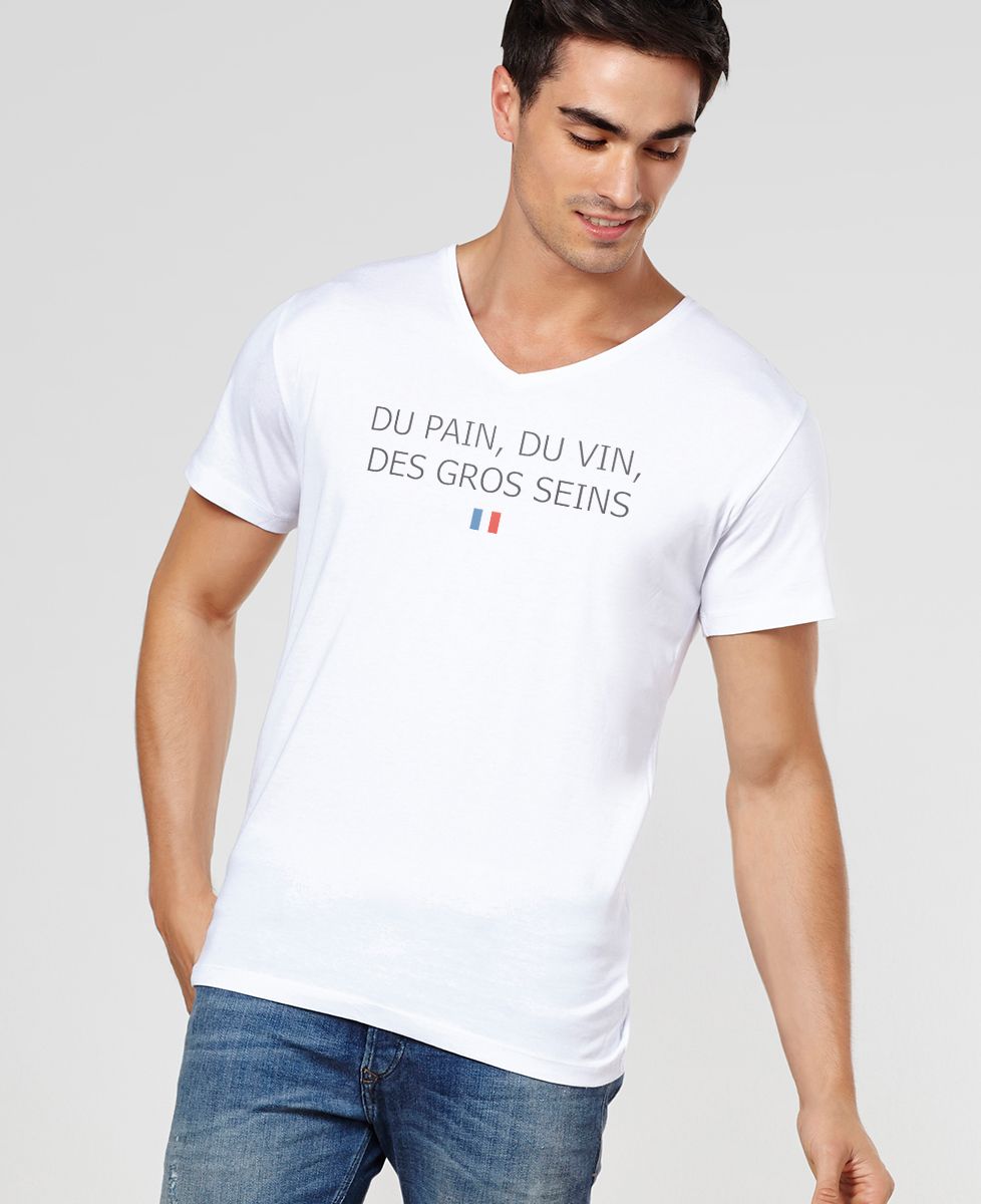T-shirt homme Du Pain du Vin des Gros Seins - Apéro, Cadeaux Couple