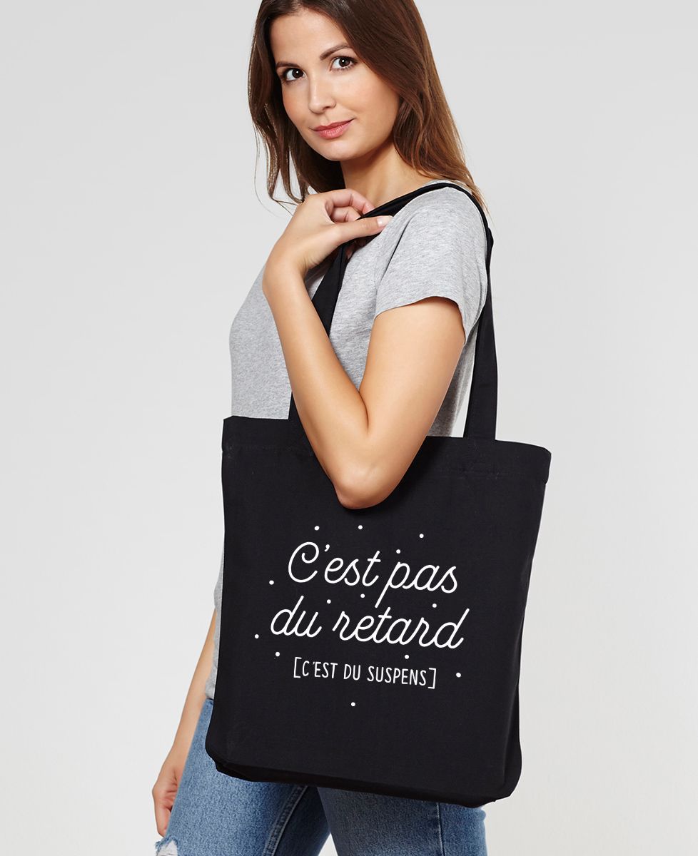 Tote bag C'est pas du retard c'est du suspens - Cadeaux Couple