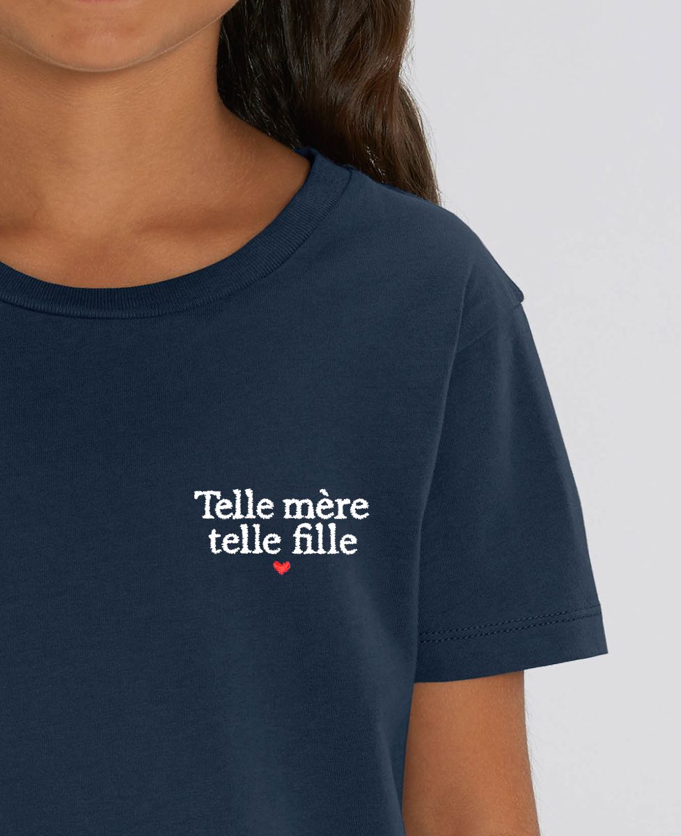T-shirt enfant Telle mère telle fille (brodé) - Cadeaux Maman, Cadeaux Couple, Duo assortis