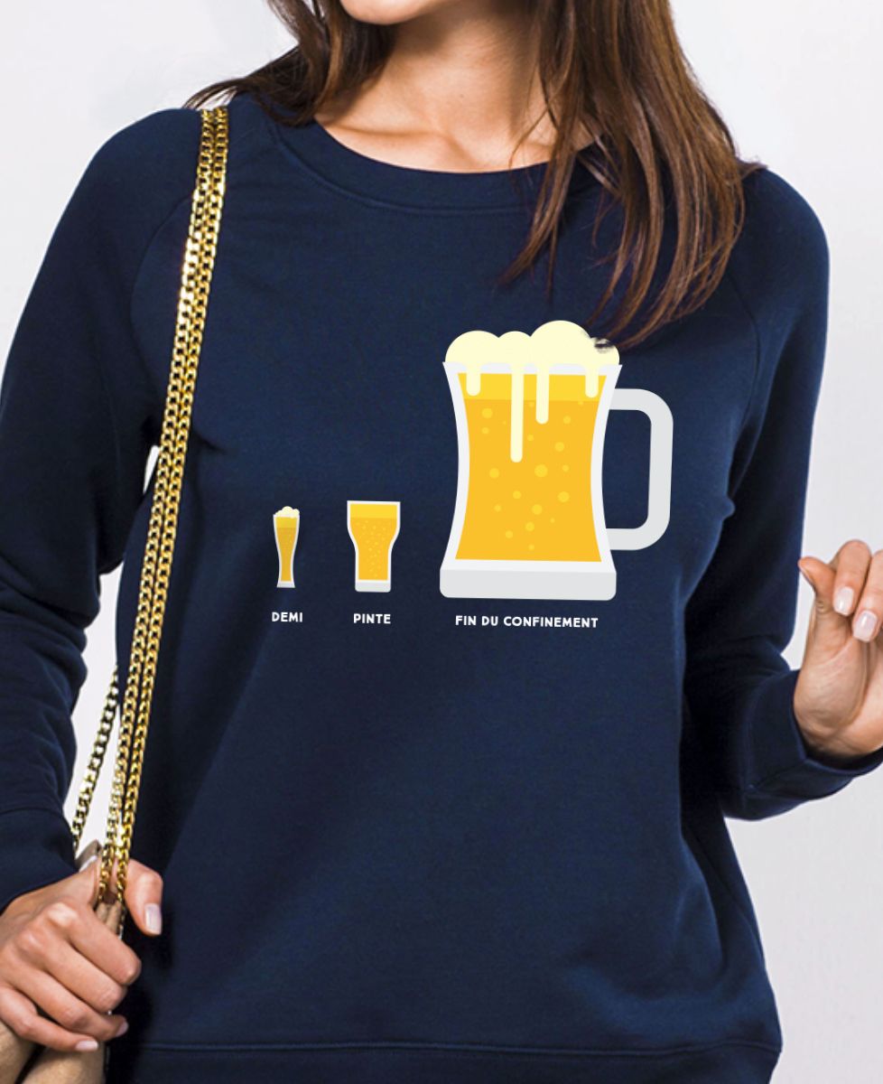 Sweatshirt femme Bière de fin du confinement - Apéro