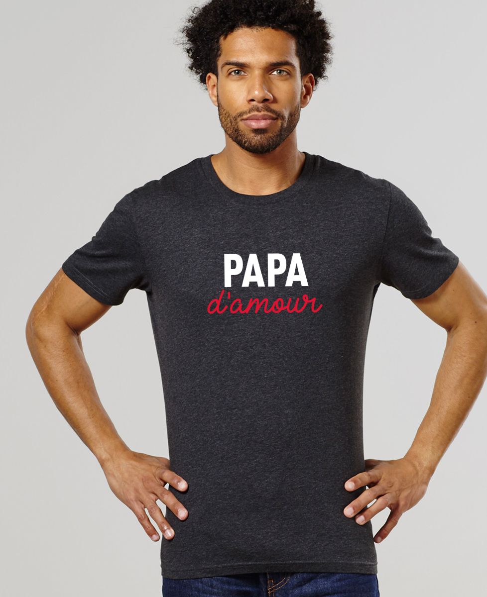 T-shirt homme Papa d'amour - Cadeaux Couple, Duo assortis