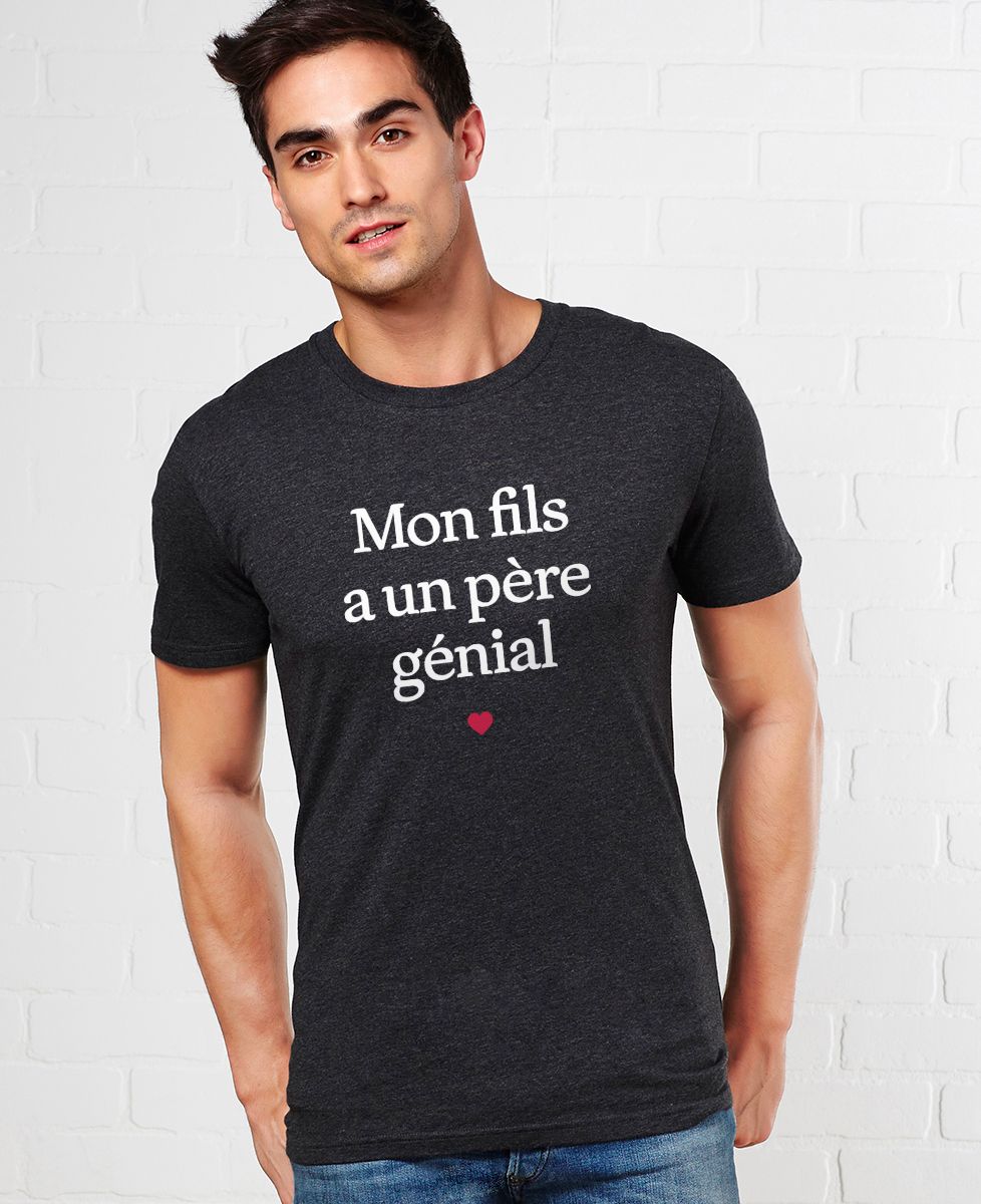 T-shirt homme Mon fils a un père génial - Cadeaux Papa, Cadeaux Couple, Duo assortis