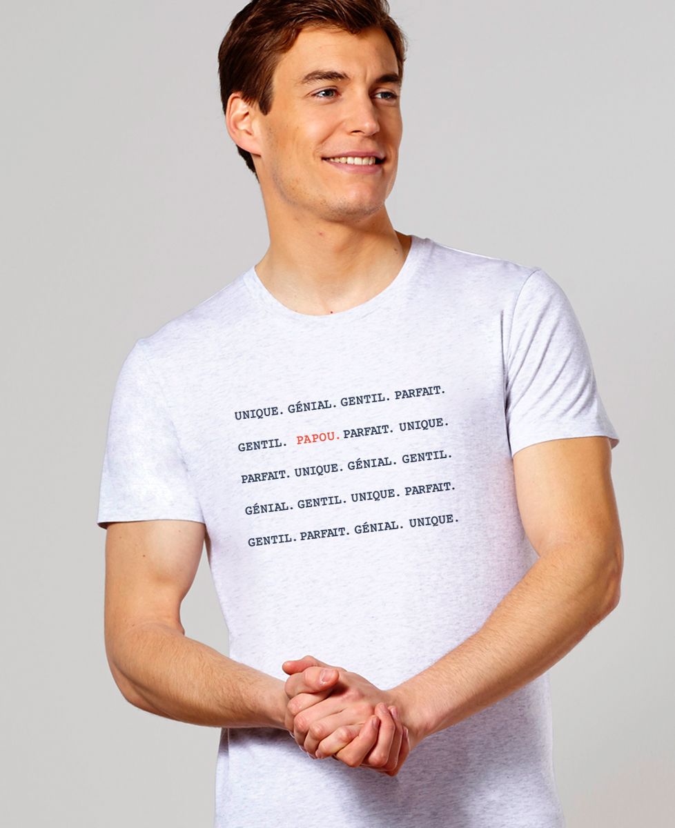 T-shirt homme Papou Unique Génial Gentil Parfait - Cadeaux Papa