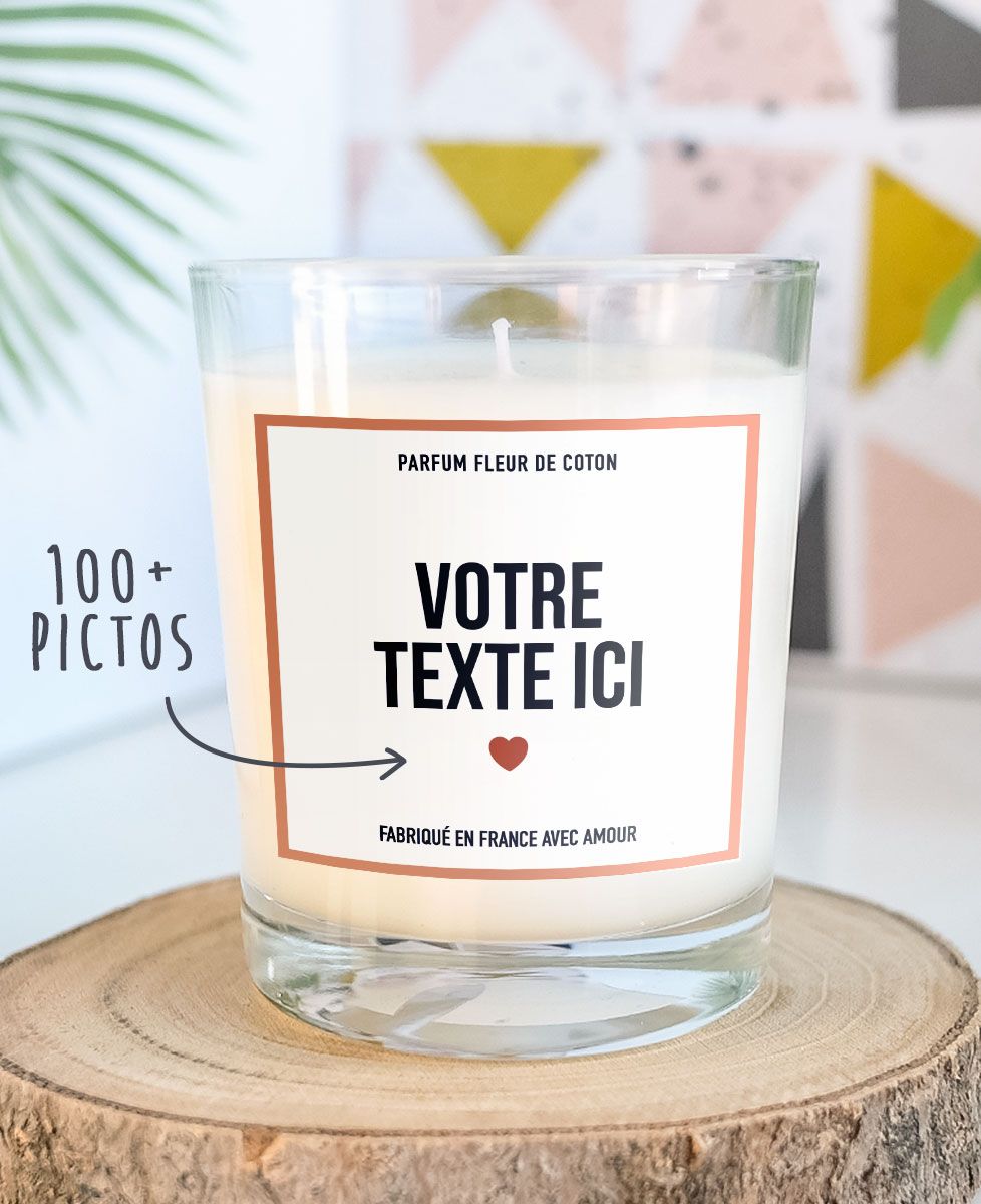 Bougie Picto et Texte personnalisés - Cadeaux Mamie, Cadeaux Couple