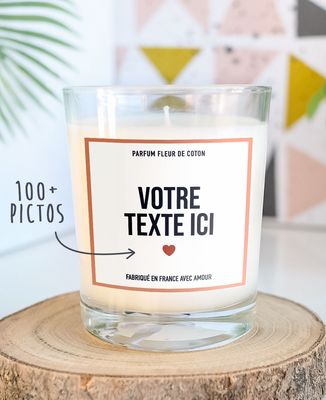 Bougie Picto et Texte personnalisés - Cadeaux Mamie, Cadeaux Couple