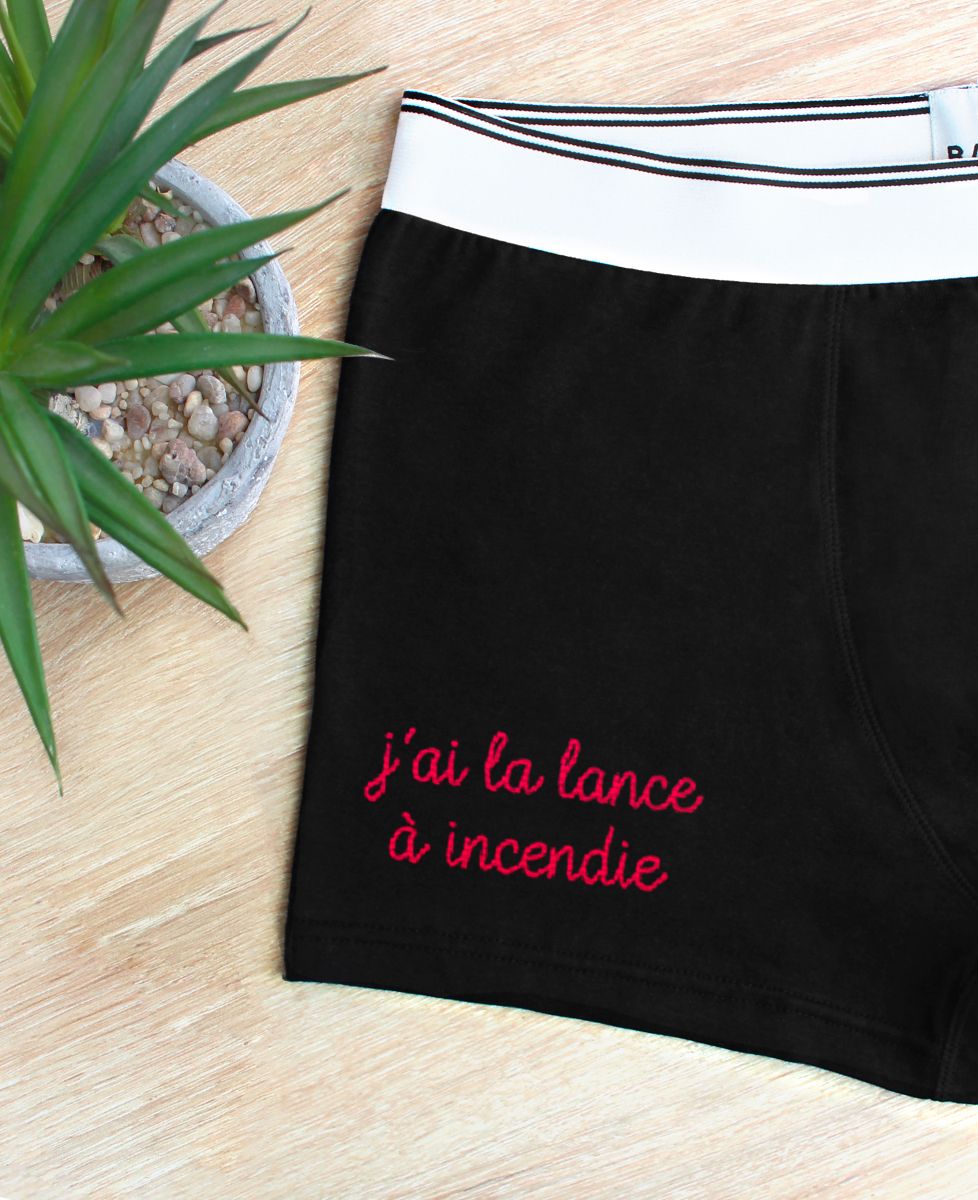 Boxer J'ai la lance à incendie (brodé) - Cadeaux Couple