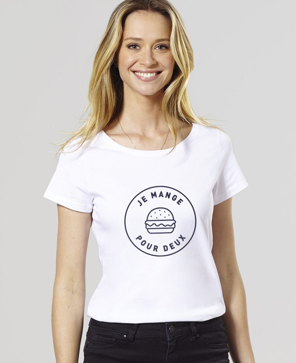 T-shirt femme Je mange pour deux - Duo assortis
