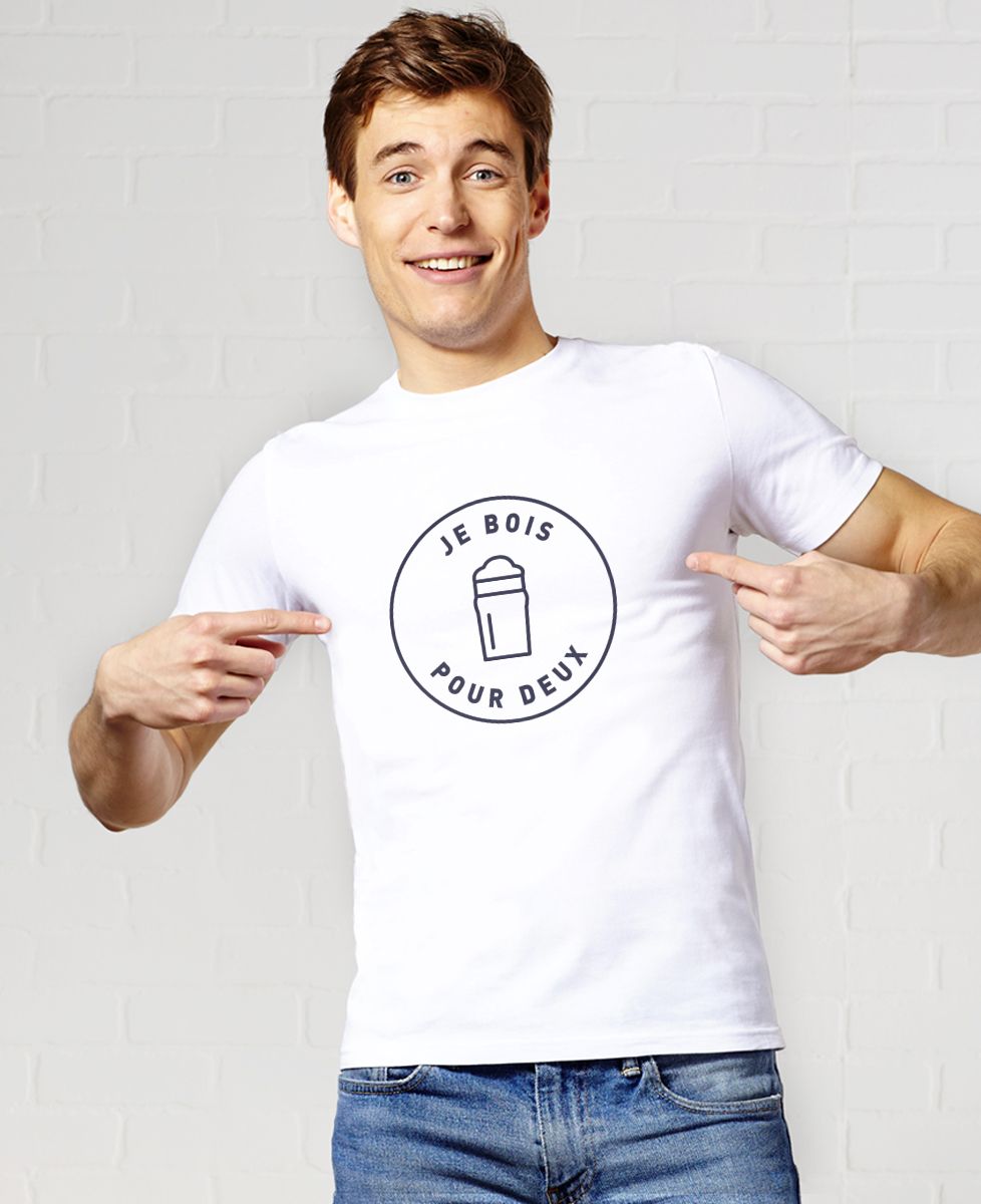 T-shirt homme Je bois pour deux - Apéro, Duo assortis