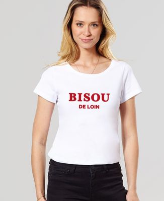 T-shirt Femme Bisou de loin (effet velours) Madame TSHIRT
