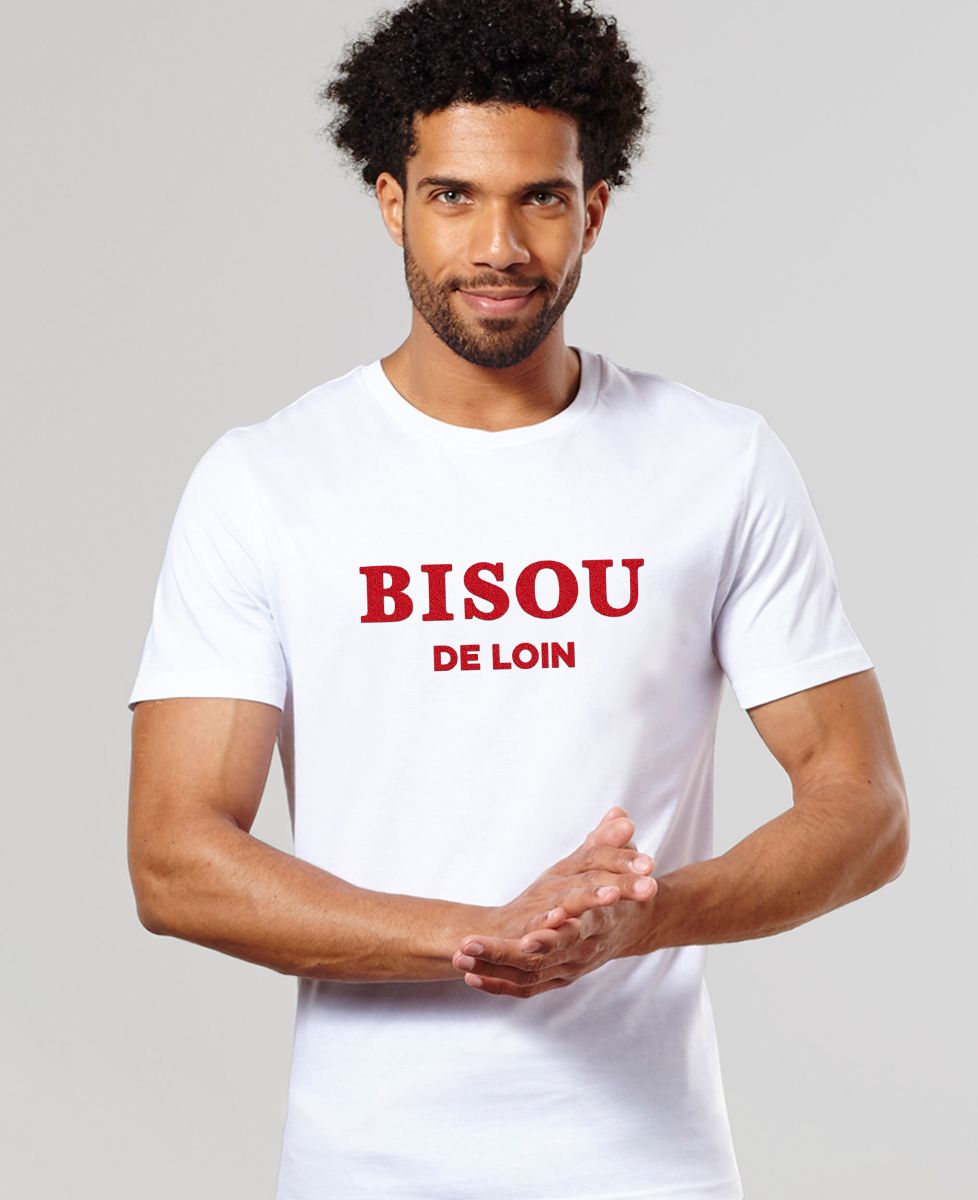 T-shirt homme Bisou de loin (effet velours)